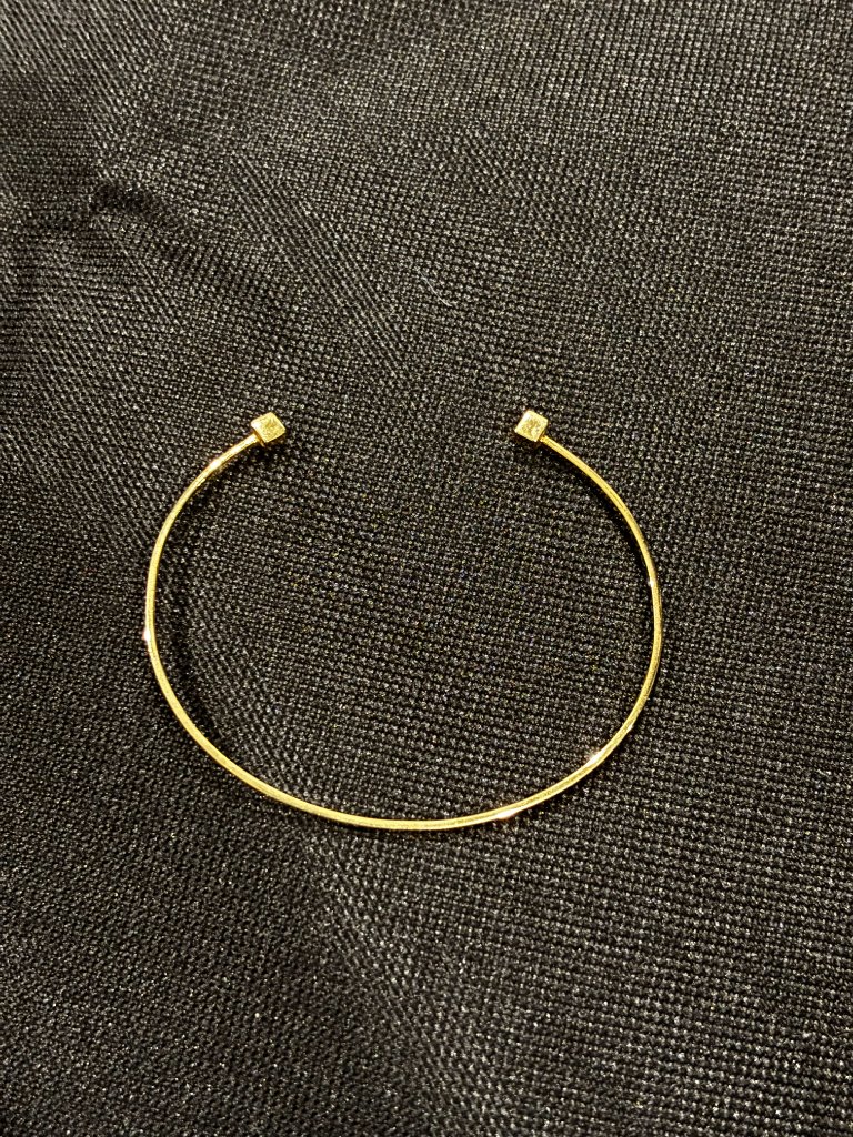 14k Solid Yellow Gold Italian Cube Cuff Bangle Bracelet — image 7 of 8